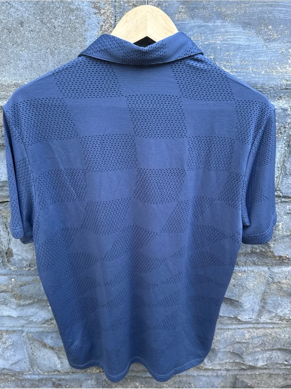Adidas Polo Shirt Mens M Blue Gray Textured Golf Performance Short Slv Tags LOGO